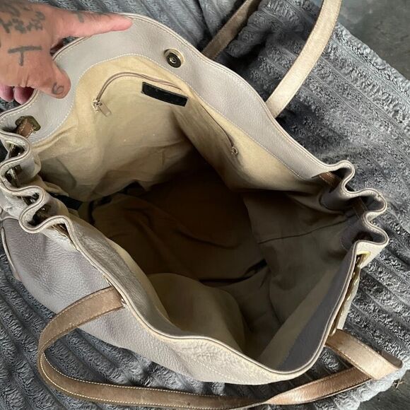 Vintage 70s LIZ CLAIBORNE Pebble Leather Slouchy Shoulder Bag Big Tote - Picture 5 of 11